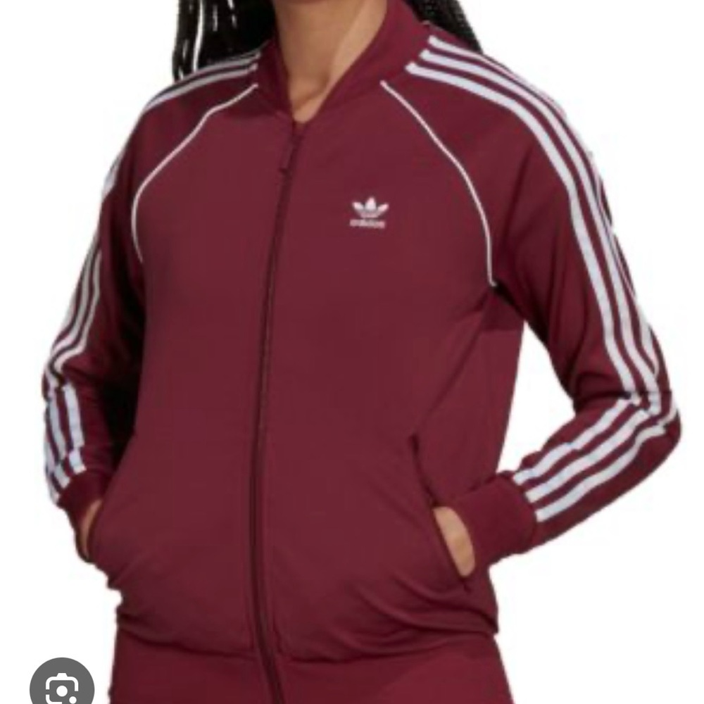 Adidas Red Bomber Jacket with Iconic Stripes